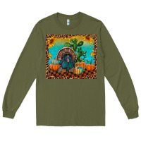 Army Green Western Fall Thanksgiving Turkey Long Sleeve Tee - RanaPortraitStore
