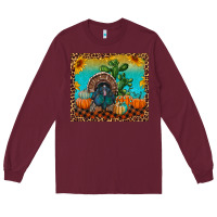 Burgundy Western Fall Thanksgiving Turkey Long Sleeve Tee - RanaPortraitStore