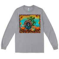 Heather Grey Western Fall Thanksgiving Turkey Long Sleeve Tee - RanaPortraitStore