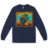 Navy Western Fall Thanksgiving Turkey Long Sleeve Tee - RanaPortraitStore