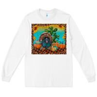 White Western Fall Thanksgiving Turkey Long Sleeve Tee - RanaPortraitStore