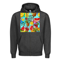 Charcoal Heather fruits tie dye seamless pattern Zipper Hoodie - Zillion Design Studio