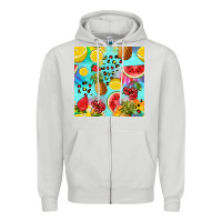 Dove Grey fruits tie dye seamless pattern Zipper Hoodie - Zillion Design Studio