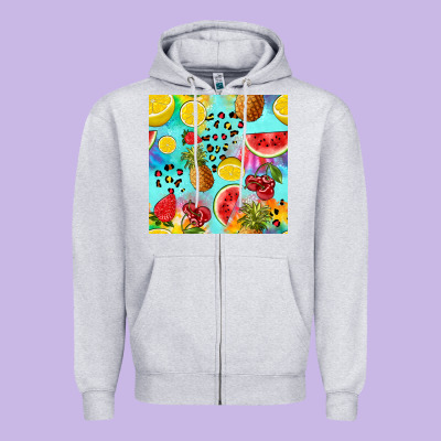 Fruits Tie Dye Seamless Pattern Zipper Hoodie Designed By Zillion Design Studio