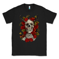 Black Bull Human Skull With Roses Classic Tee - RanaPortraitStore