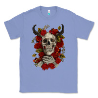Colony Blue Bull Human Skull With Roses Classic Tee - RanaPortraitStore