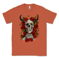 Copper Bull Human Skull With Roses Classic Tee - RanaPortraitStore