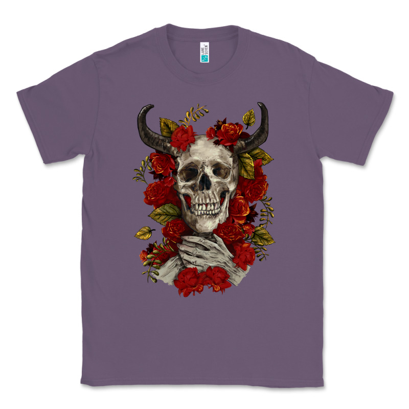 Bull Human Skull With Roses Classic Tee by RanaPortraitStore | Teevron