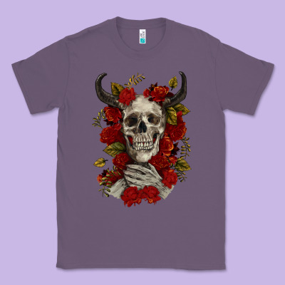 Bull Human Skull With Roses Classic Tee Designed By Ranaportraitstore