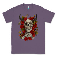 Lavender Bull Human Skull With Roses Classic Tee - RanaPortraitStore
