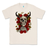 Natural Bull Human Skull With Roses Classic Tee - RanaPortraitStore