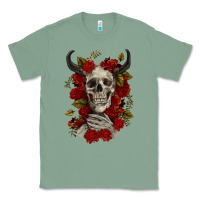 Sage Bull Human Skull With Roses Classic Tee - RanaPortraitStore