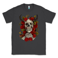 Smoke Bull Human Skull With Roses Classic Tee - RanaPortraitStore