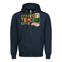 Navy coffee teach repeat Zipper Hoodie - texasbilliewilder
