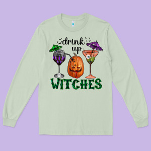 Drink Up Witches Halloween Long Sleeve Tee Designed By Ranaportraitstore