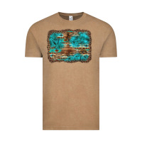 Vintage Coffee western turquoise stone aztec tiger pattern background Vintage Tee - Artiststas