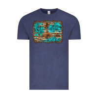 Vintage Denim western turquoise stone aztec tiger pattern background Vintage Tee - Artiststas