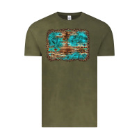 Vintage Olive western turquoise stone aztec tiger pattern background Vintage Tee - Artiststas