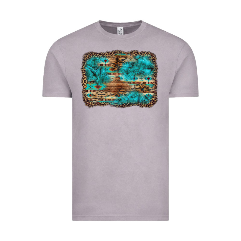 Western Turquoise Stone Aztec Tiger Pattern Background Vintage Tee by Artiststas | Teevron