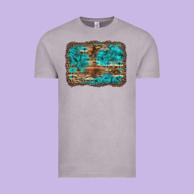 Western Turquoise Stone Aztec Tiger Pattern Background Vintage Tee Designed By Artiststas