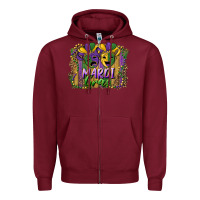 Burgundy mardi gras mask with leopard background Zipper Hoodie - RanaPortraitStore