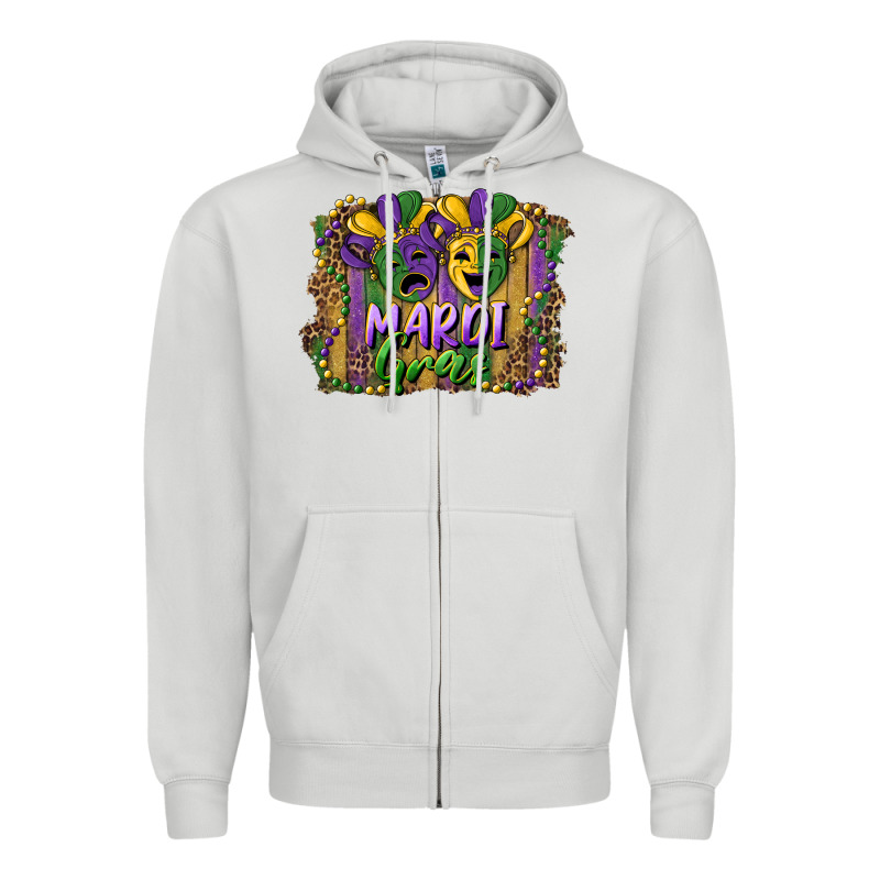 Mardi Gras Mask With Leopard Background Zipper Hoodie by RanaPortraitStore | Teevron