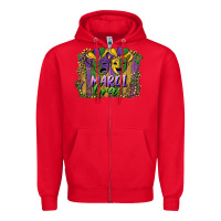 Red mardi gras mask with leopard background Zipper Hoodie - RanaPortraitStore