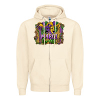 Sandshell mardi gras mask with leopard background Zipper Hoodie - RanaPortraitStore