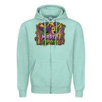 Seafoam mardi gras mask with leopard background Zipper Hoodie - RanaPortraitStore