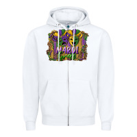 White mardi gras mask with leopard background Zipper Hoodie - RanaPortraitStore