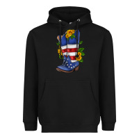 Black american cowboy boot with sunflower Heavyweight Hoodie - HRA Design Shop