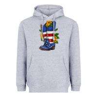 Heather Grey american cowboy boot with sunflower Heavyweight Hoodie - HRA Design Shop
