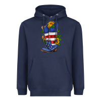 Navy american cowboy boot with sunflower Heavyweight Hoodie - HRA Design Shop