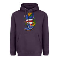Plum american cowboy boot with sunflower Heavyweight Hoodie - HRA Design Shop