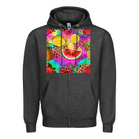 Charcoal Heather fruits leopard tie dye seamless pattern Zipper Hoodie - Zillion Design Studio