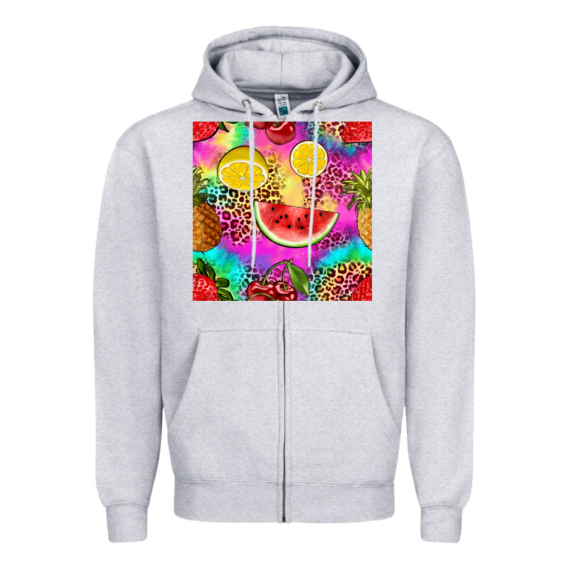 Fruits Leopard Tie Dye Seamless Pattern Zipper Hoodie by Zillion Design Studio | Teevron