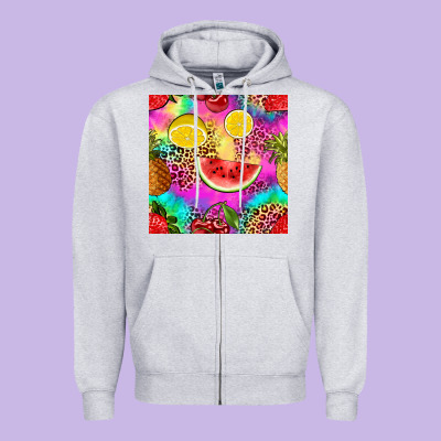 Fruits Leopard Tie Dye Seamless Pattern Zipper Hoodie Designed By Zillion Design Studio