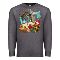 Charcoal Heather nurse  cross and jesus Premium Sweatshirt - AdoDesignShop