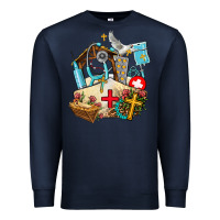 Navy nurse  cross and jesus Premium Sweatshirt - AdoDesignShop
