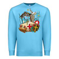Ocean Blue nurse  cross and jesus Premium Sweatshirt - AdoDesignShop