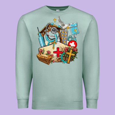 Nurse  Cross And Jesus Premium Sweatshirt Designed By Adodesignshop