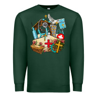 Sports Green nurse  cross and jesus Premium Sweatshirt - AdoDesignShop