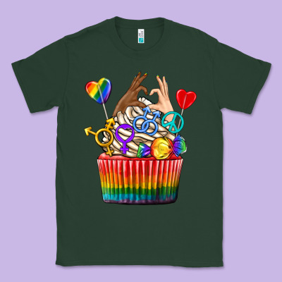 Classic Tee pride rainbow cupcake