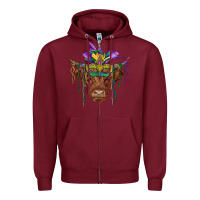 Burgundy mardi gras mask highland cow Zipper Hoodie - RanaPortraitStore