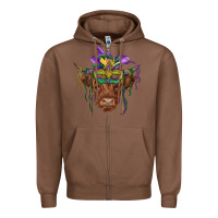Chestnut mardi gras mask highland cow Zipper Hoodie - RanaPortraitStore