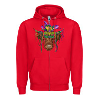 Red mardi gras mask highland cow Zipper Hoodie - RanaPortraitStore