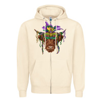 Sandshell mardi gras mask highland cow Zipper Hoodie - RanaPortraitStore