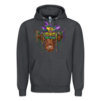 Smoke mardi gras mask highland cow Zipper Hoodie - RanaPortraitStore