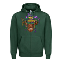 Sports Green mardi gras mask highland cow Zipper Hoodie - RanaPortraitStore