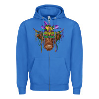 True Royal mardi gras mask highland cow Zipper Hoodie - RanaPortraitStore